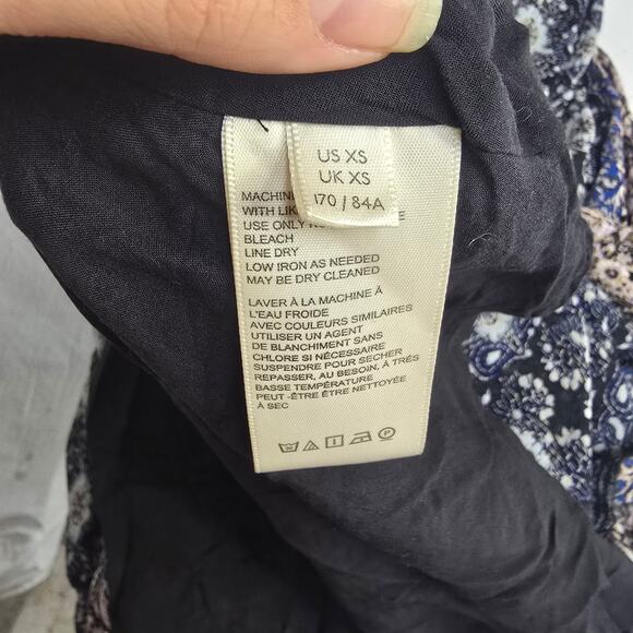 Free People Come Together Smocked Midi Dress Black Combo Patchwork Boho Size XS - Picture 7 of 9